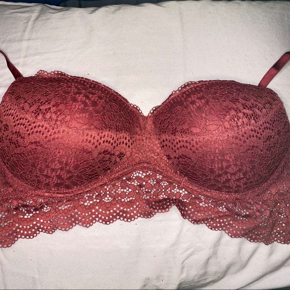 burgundy lace 36B bra